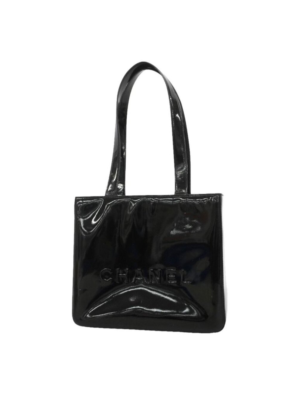 Chanel Tote Patent Leather Black Gold